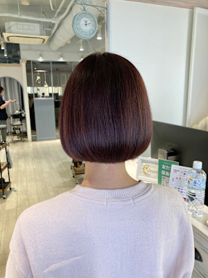 アゴ下ボブワインレッド秋冬カラーおすすめスタイル