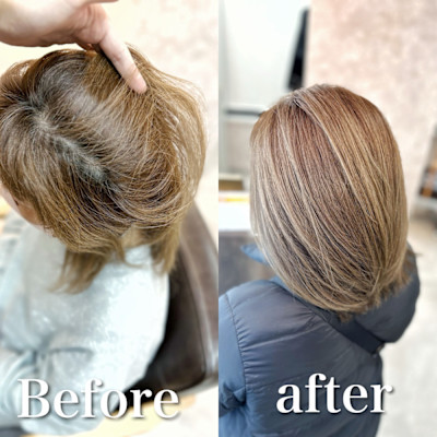 白髪ぼかし(ボブ)白髪キレイにマイナス10歳