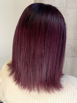 レットブラウン ダブルカラー ストレート ミディアム 20代