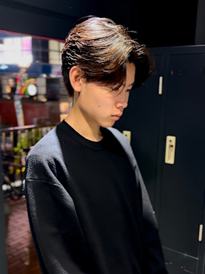 センターパート×ニュアンスパーマ×フェザーパーマ×men's