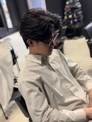 センターパート×ニュアンスパーマ×フェザーパーマ×men's