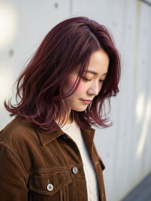 チェリーレッド/バーガンディ/くびれカット