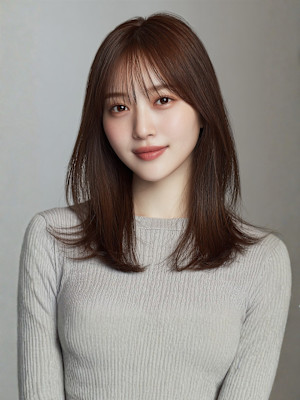 顔周りカット 外ハネミディアム 20代 髪質改善 小顔カット