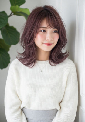 ハイレイヤーカット/ハイレイヤーウルフ/バーガンディ