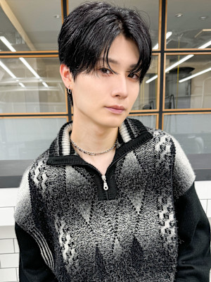 簡単セット◎メンズパーマニュアンスパーマ黒髪マッシュ