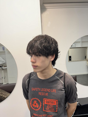 メンズパーマ/ショートウルフ/ニュアンスパーマ/ゆるめパーマ