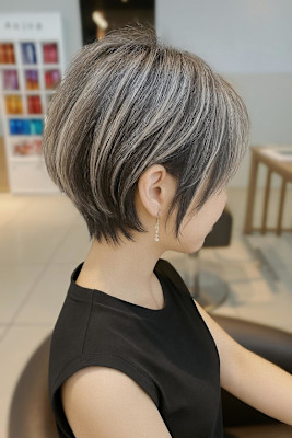 【小田急相模原】ショートの白髪ぼかしハイライト