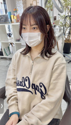 0代30代レイヤースタイルピンクブラウンカラー