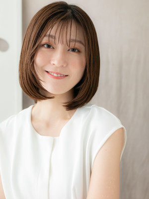リタッチカラー大人美人前下がり小顔ワンカールボブ30代40代