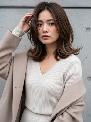 ハイレイヤーカット/グレーブラウン/くびれカット