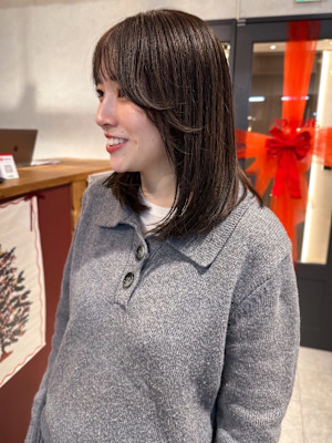 顔周りカット 髪質改善 アッシュカラー 透明感カラー 