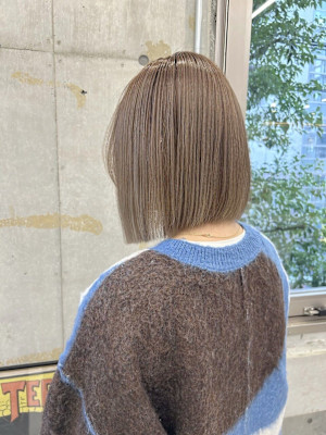 韓国顔まわりレイヤーカットグレージュオリーブベージュブラウン