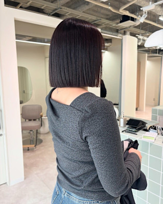 ヘイリーボブ/切りっぱなしボブ/暗髪/髪質改善