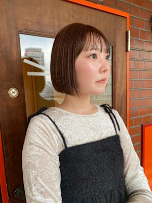 ミニボブ/ブラウンベージュ/ブリーチなしダブルカラー