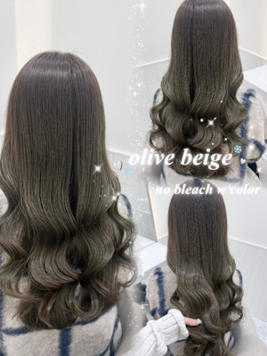 ブリーチなしオリーブベージュ＊rina/小顔/大須 /栄
