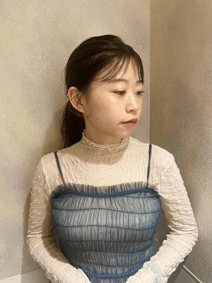 顔まわりカット/オリーブカラー/オリーブグレージュ