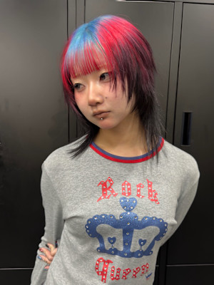 ルーツカラー　デザインカラー　ケアブリーチカラー　姫レイヤー