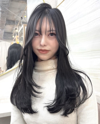《鈴木茉奈》韓国レイヤー/ブルーブラック/艶髪