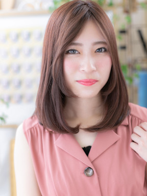 センターパート大人かっこいいワンカール　チェリーレッド