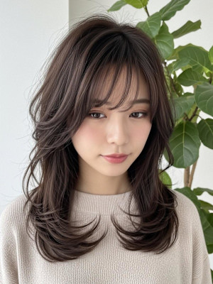 グレーブラウン/ハイレイヤーウルフ/ハイレイヤーカット