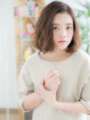 【仙台 loki】ミルクティーブラウン×ワンレンボブ