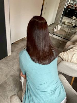 髪質改善/透明感カラー/顔まわりレイヤー/カット/韓国/前髪