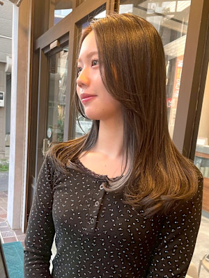 髪質改善/透明感カラー/顔まわりレイヤー/カット/韓国/前髪