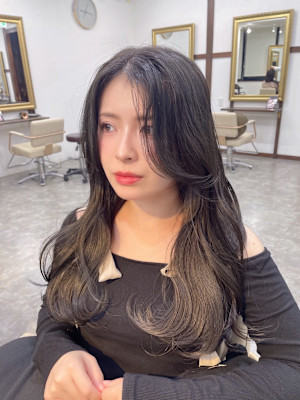 髪質改善/透明感カラー/顔まわりレイヤー/カット/韓国/前髪