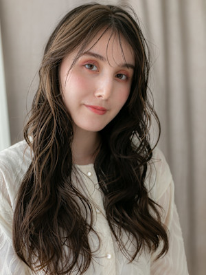 大人可愛いフェイスフレーミングエアウェーブパーマ20代30代