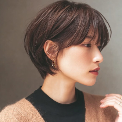 ブラウンヘア/ショートヘア/小顔/髪質改善/似合わせカット