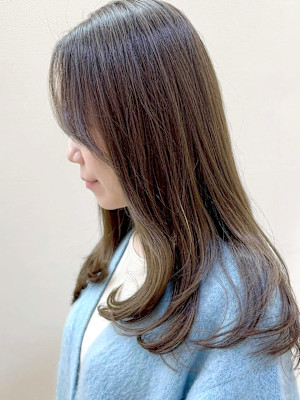 ベージュカラー ロングヘア 髪質改善カラー ダメージレス