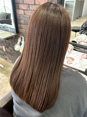 ベージュカラー ロングヘア 髪質改善カラー ダブルカラー