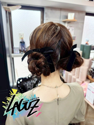 【ヘアセット】 ブラックリボン・ノットシニヨン