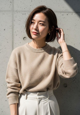 グレーブラウン/ミニボブレイヤー/ナチュラルボブ