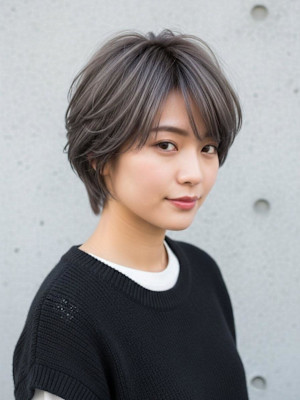 グレーブラウン/レイヤーショート/ハイレイヤーウルフ