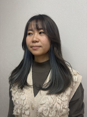 インナーカラー/ブルーカラー/ブリーチあり/水色カラー