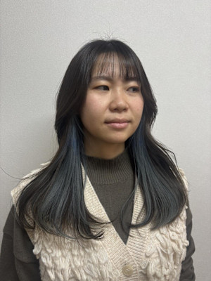 インナーカラー/ブルーカラー/ブリーチあり/水色カラー