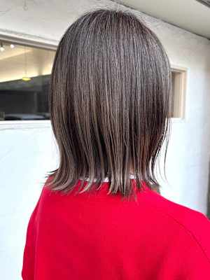 クラゲヘアー/オリーブグレー/黒髪/ココアベージュ/小顔/松