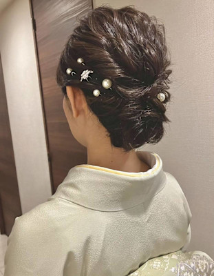 付下げ訪問着等　大人和服に合うアップスタイル