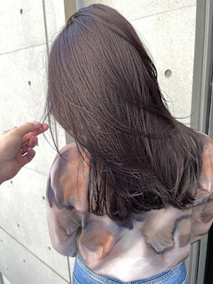 韓国顔まわりレイヤーカットグレージュオリーブベージュブラウン