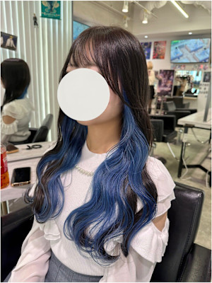 インナーカラー ブルー 水色 寒色カラー 