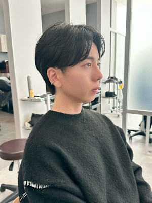 毛流れセンターパート(メンズカット/ダウンパーマ/ナチュラル