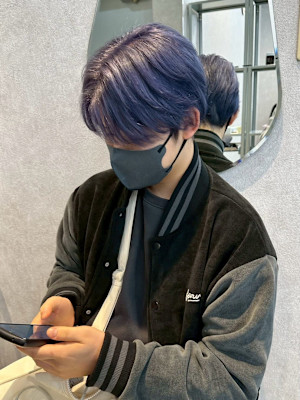 ハイトーン×センターパート(ブリーチ/メンズカット)