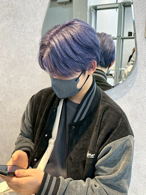 ハイトーン×センターパート(ブリーチ/メンズカット)