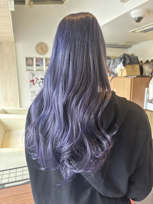 透明感イルミナカラーダブルカラーラベンダーパープルロングヘア