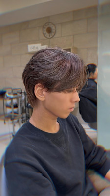 シースルーマッシュ/毛流れセンターパート/フェザーパーマ