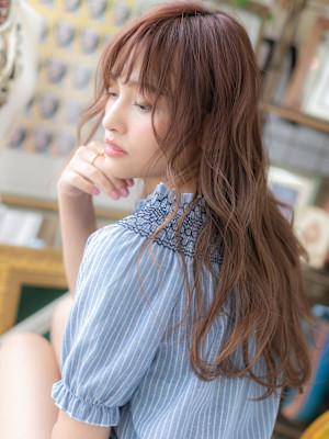 外国人風プリカール小顔ミルクティーピンク　エアウェーブパーマ