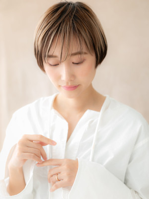 アンブレラカラーメンズライク丸みショートマッシュ20代30代