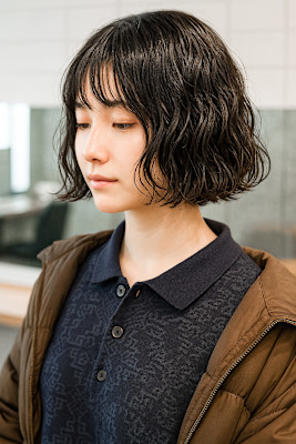 原宿ボブパーマショートボブスパイラルパーマくせ毛風パーマ30