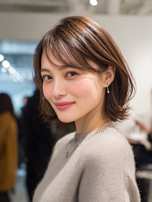 ショート/レイヤーカット/ボブ/外ハネ/ブラウン